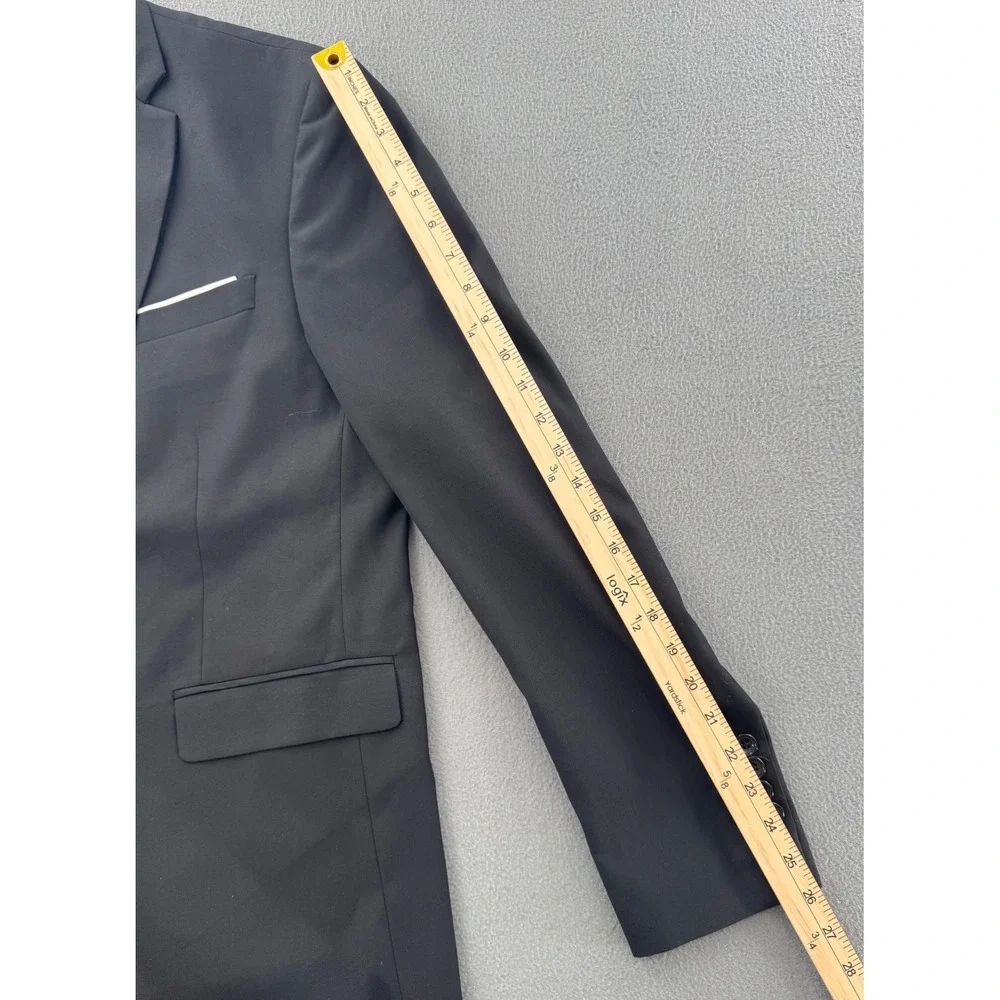 CloudStyle Blazer Mens Large Black Two Button Slim Fit Suit Jacket Office Wear